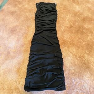 Vintage Cache - Black Gathered Dress With Back Cutout - Size 2